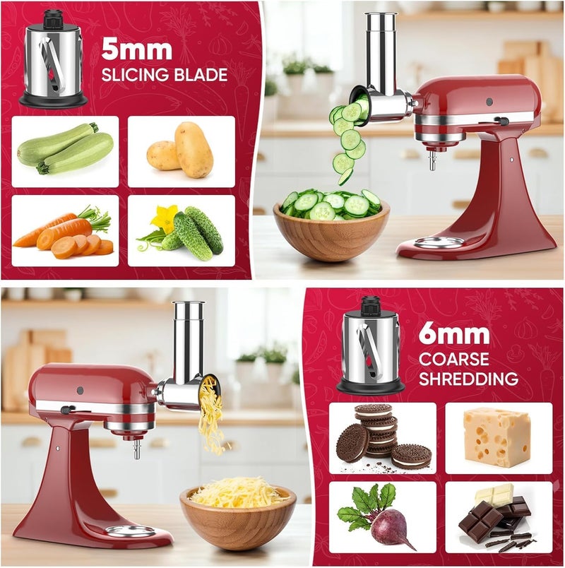 Cofun Stainless Steel Slicer Shredder Attachment for KitchenAid Stand Mixer, Salad Machine with Vegetable Slicer, Salad Maker, Grinding Powder, Cheese Grater by - Image 3
